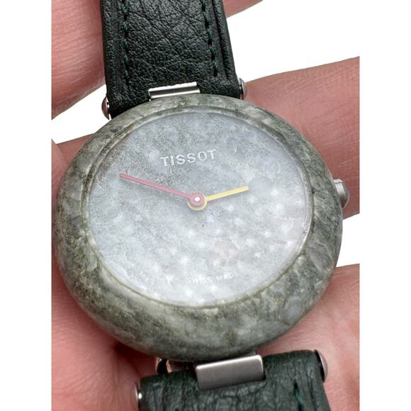 Vintage Tissot RockWatch Green Granite Stone Case Swiss Quartz Unisex Watch R150 main image 7